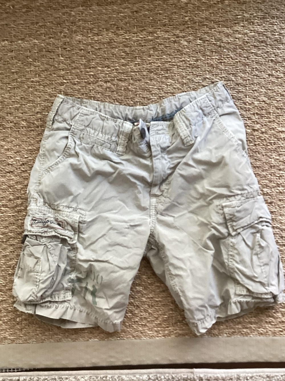 True Religion Men's Light Gray Cargo Shorts